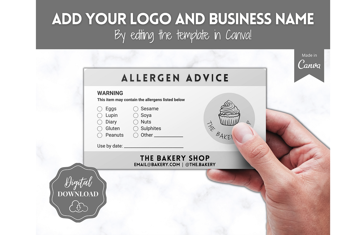 EDITABLE Food Allergy Label Template
