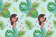 Mermaid pattern.Hawaiian girl vector, an Illustration by StudioLondon (Thumbnail 2 of 4)