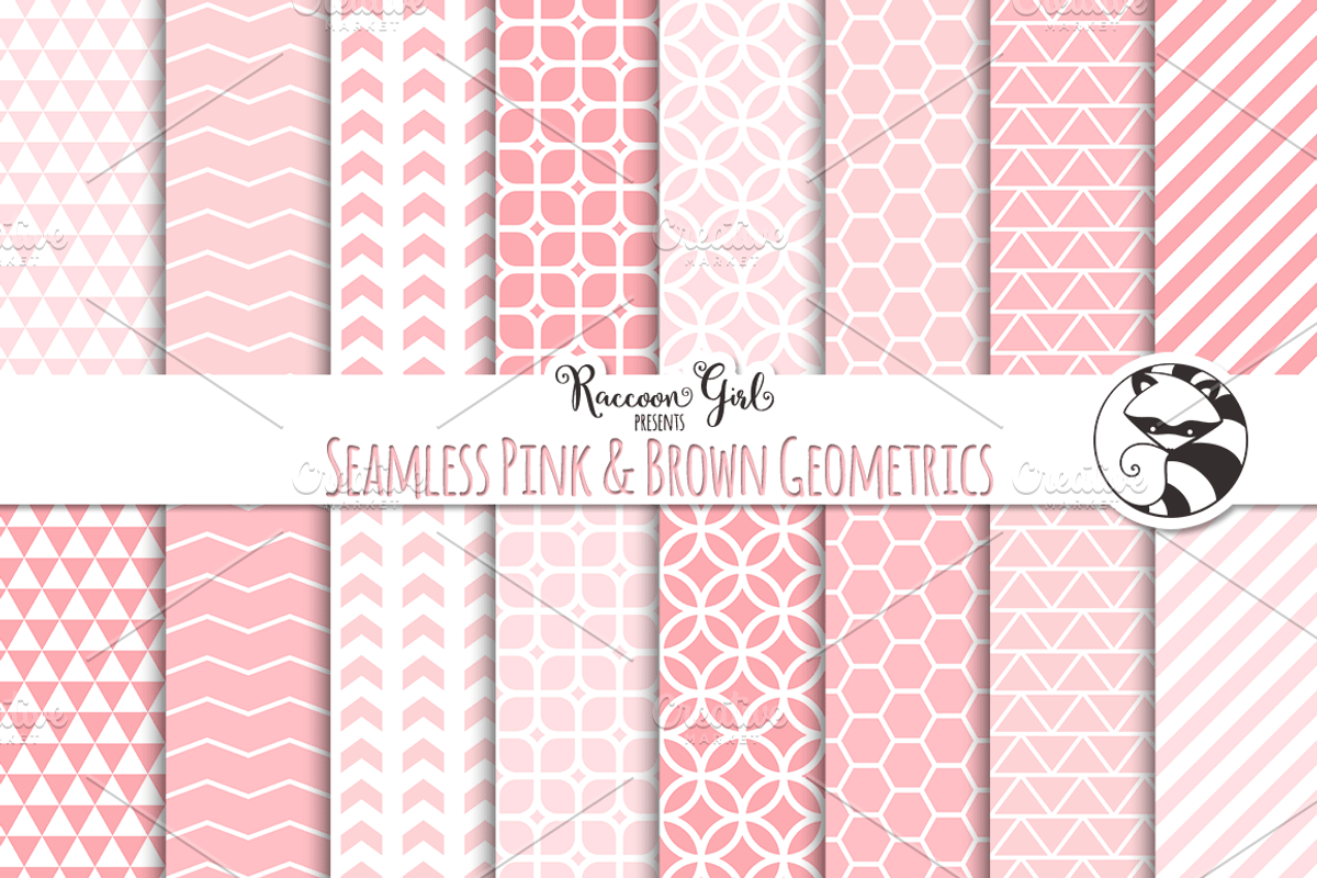 Seamless Pink & Brown Geometrics preview 2