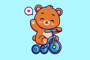 Cute Bear Riding Bicycle Cartoon, an Animal Illustration by Catalyst Labs (Thumbnail 3 of 3)