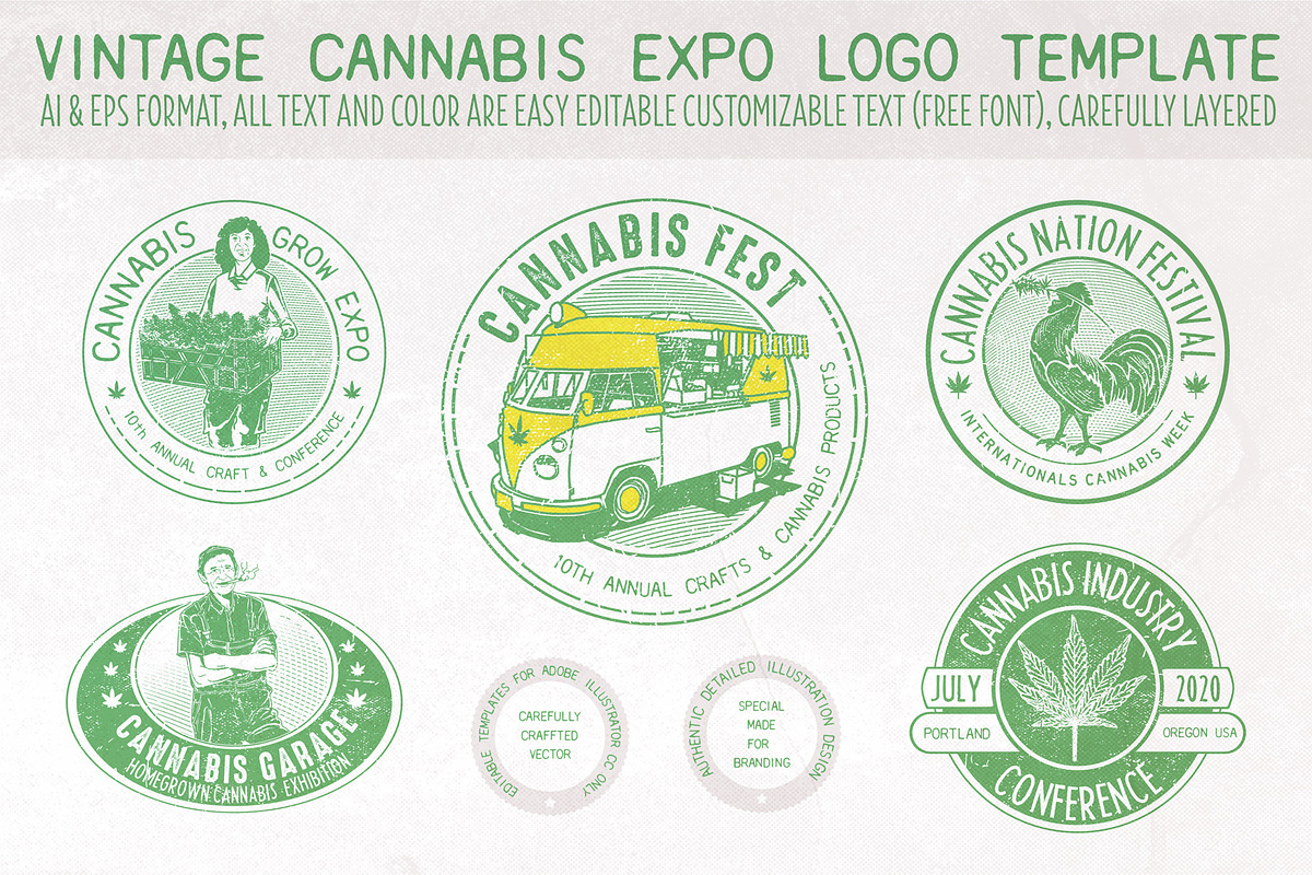 Vintage Cannabis Expo Logo Template, a Branding & Logo Template by The Design For Co. (Photo 1 of 6)