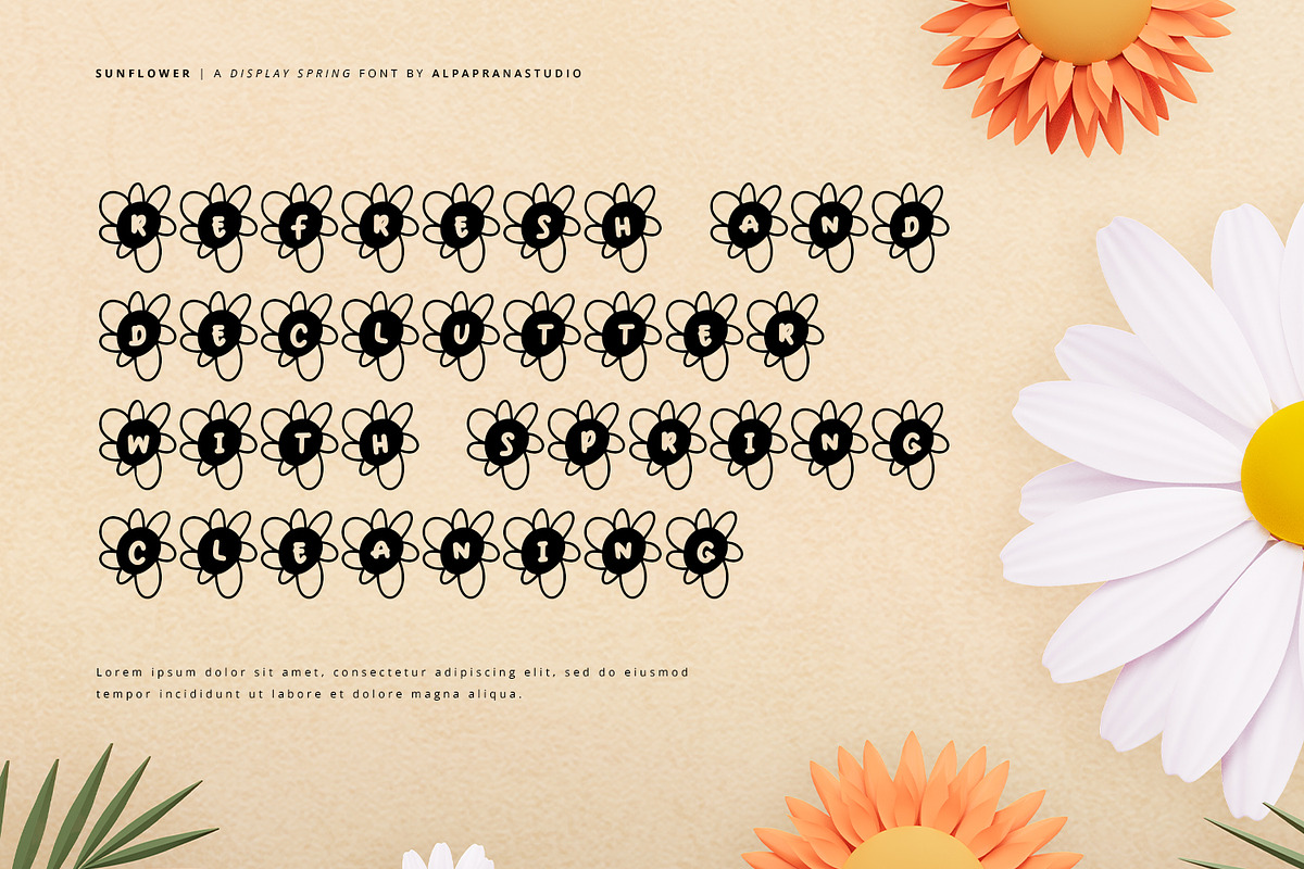 Sun Flower - Decorative Display Font, a Symbol Font by Alpaprana (Photo 4 of 10)