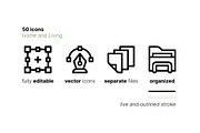 50 Home and Living Icons, an Outline Icon by Side Project (Thumbnail 3 of 7)