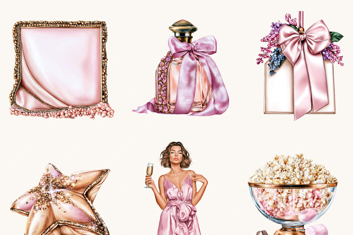 Watercolor Pajama Party Clipart, a Person Illustration by BusyDaydesign (Photo 6 of 9)