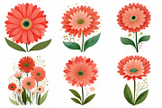 Gerbera Daisy Red & White Clipart, an Illustration by Daily.Designs (Thumbnail 4 of 5)