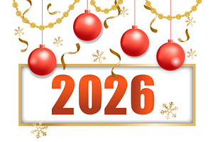 happy new year 2026 gold and red, an Object Illustration by piter.goskov