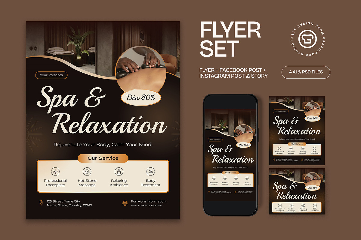 Spa and Relaxation Flyer, a Flyer Template by graphicook