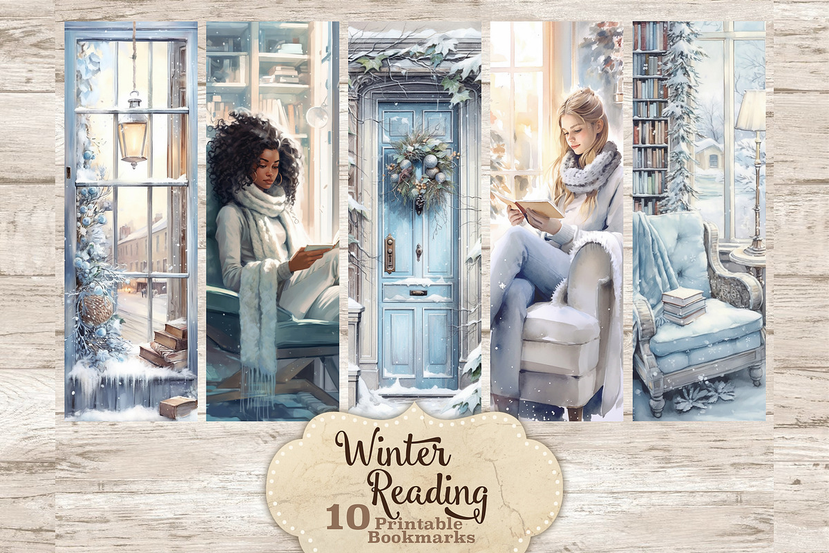 Winter Reading Bookmarks, a Person Illustration by GlamArtZhanna (Photo 3 of 3)