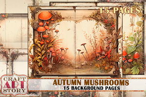 Autumn mushrooms Blank background