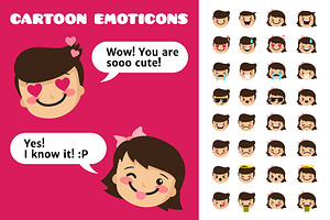 Little Cartoons. Boy&Girl Emoticons
