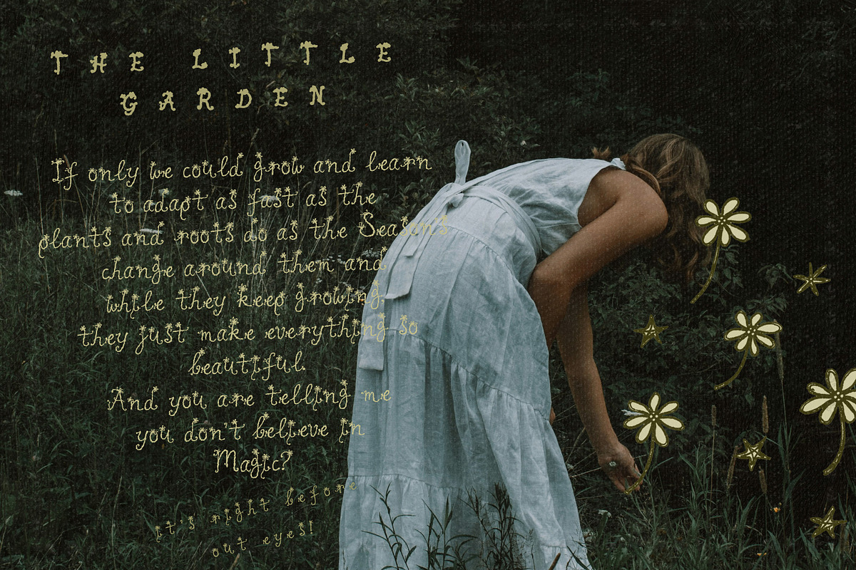Hand Drawn Floral Whimsy Script Font, a Handwritten Font by Laras Wonderland (Photo 3 of 16)
