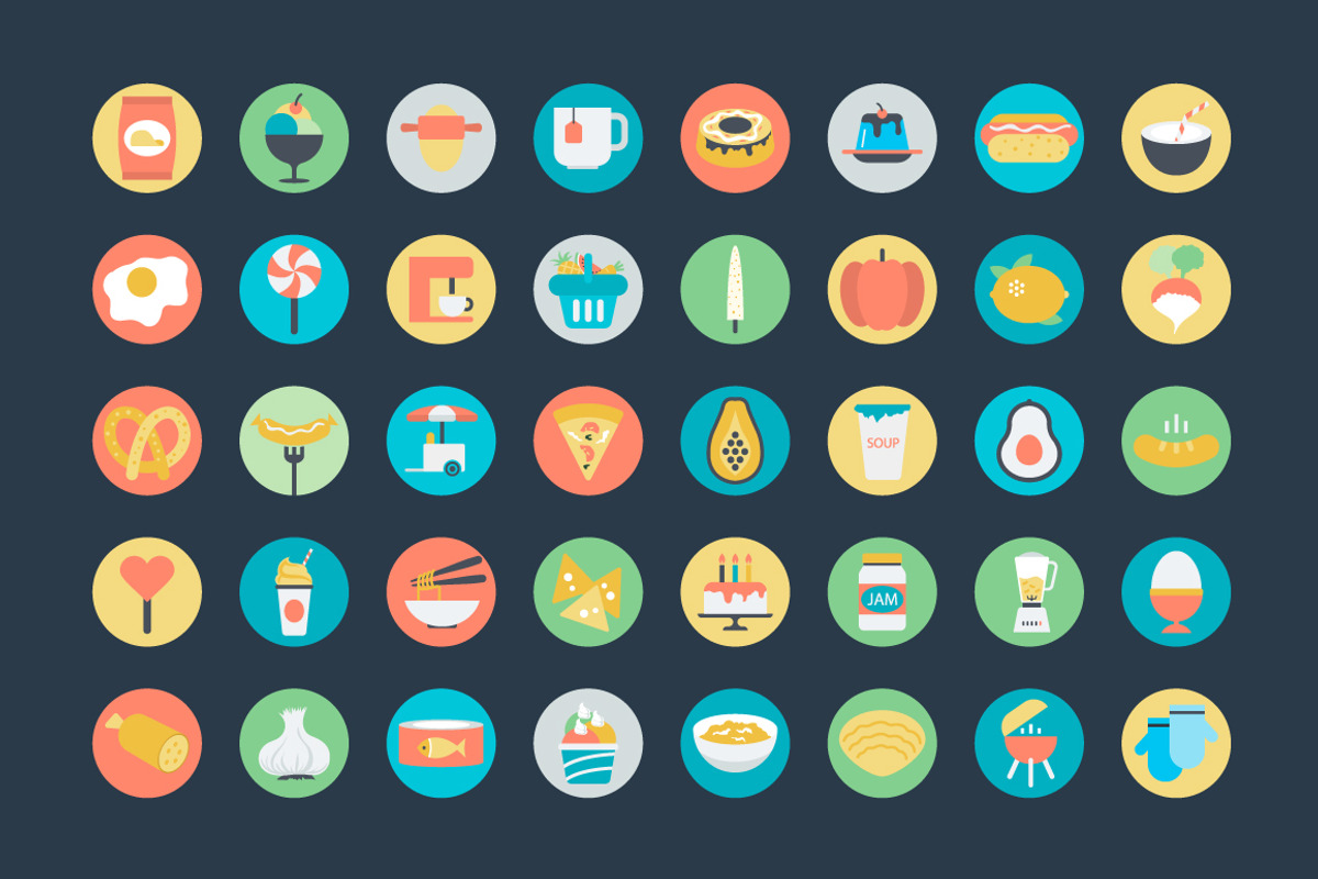 200 Flat Food Vector Icons, a Duotone Icon by Vectors Market (Photo 4 of 5)