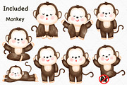 Baby boy monkey Watercolor clipart, an Animal Illustration by Vavavan Artwork (Thumbnail 2 of 4)
