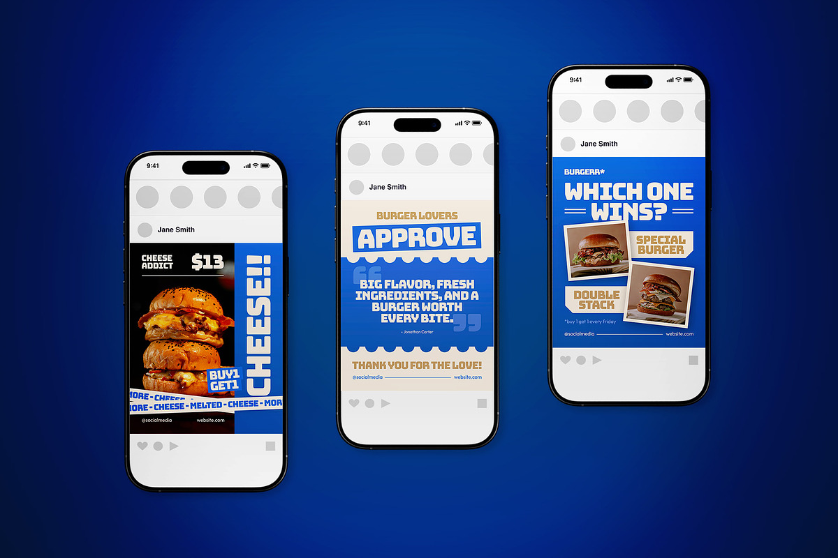 Burger Store Social Media Post Pack, a Flyer Template by The Good Store (Photo 4 of 4)