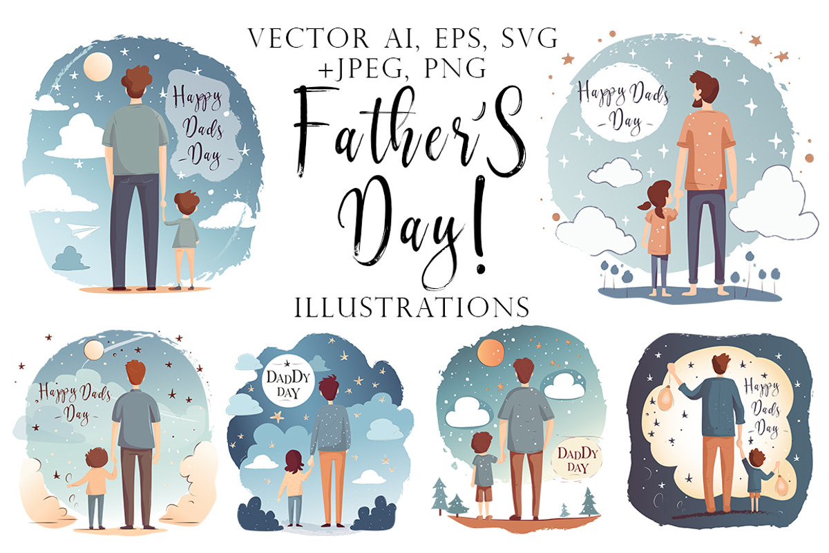 Father Day Vector Illustrations, an Object Graphic by Evgeniia (Photo 1 of 10)