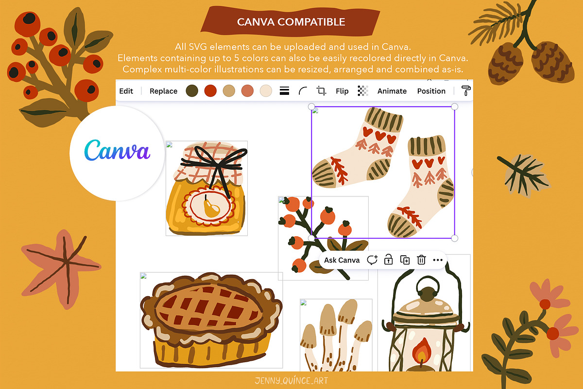 Cozy Autumn at Home - Vector Clipart, a Decorative Illustration by Jenny Quince (Photo 7 of 15)