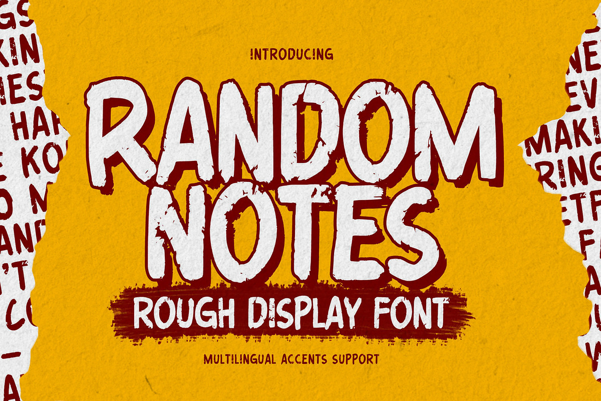 Random Notes - Rough Display Font, a Font by Gassstype (Photo 1 of 8)
