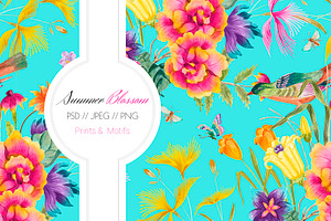 Watercolor Summer Blossoms