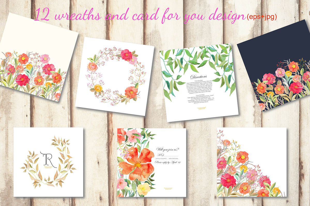 Watercolor flowers. Summer. EPS 10, an Illustration by Julycolor (Photo 4 of 10)
