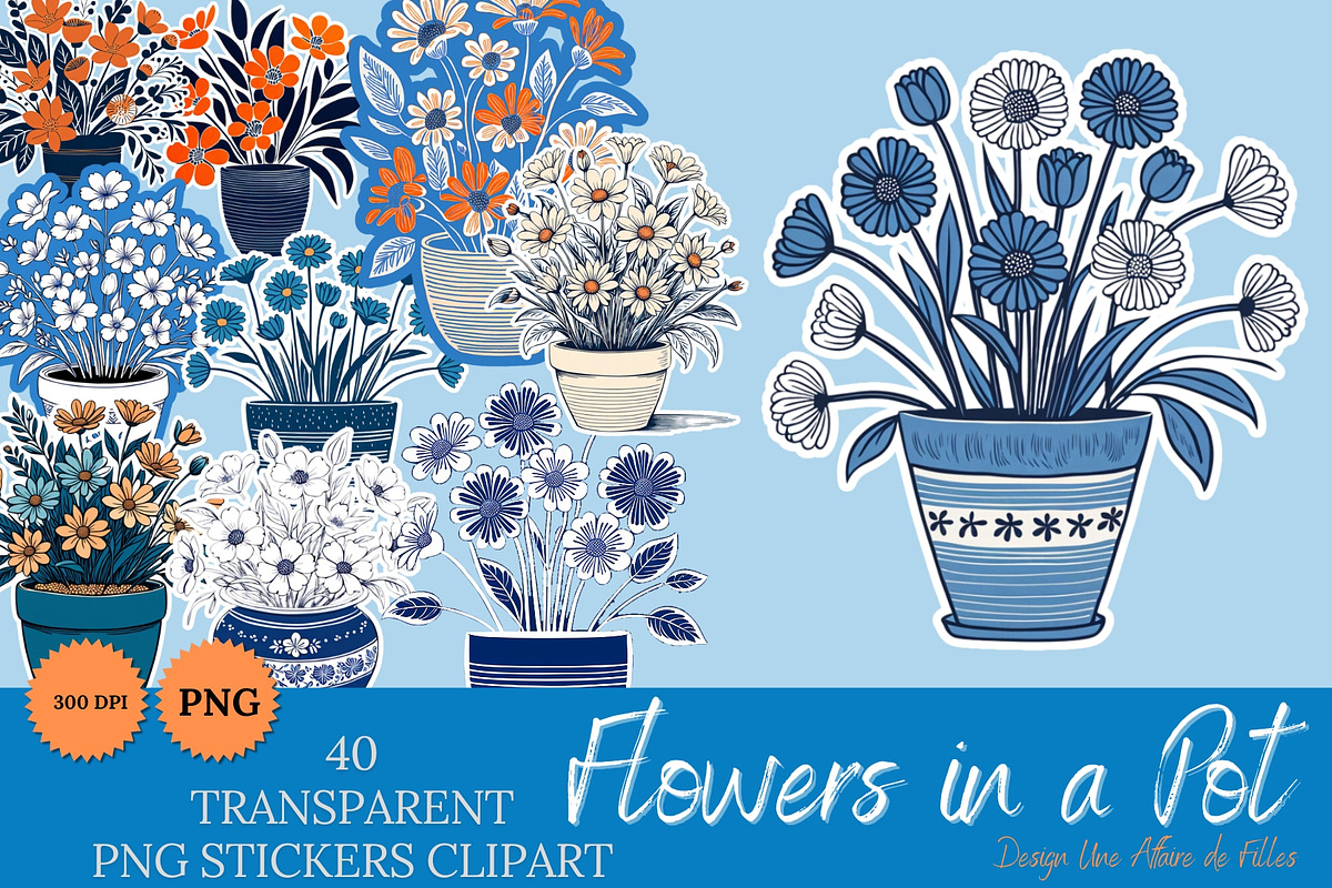 Flowers in a Pot : 40 Stickers, a Seasonal Illustration by Une Affaire de Filles (Photo 3 of 3)
