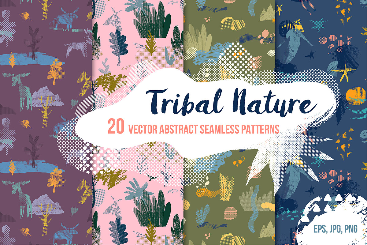 TRIBAL NATURE. 20 VECTOR PATTERNS, a Pattern Graphic by Shusha Guna Art (Photo 1 of 15)