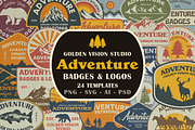 24 Vintage Adventure Badges & Logos, a Branding & Logo Template by Golden Vision Studio (Thumbnail 1 of 8)