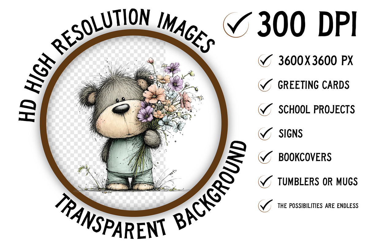 Spring Teddy Bear Clipart Png, an Illustration by Craft Nest (Photo 2 of 7)