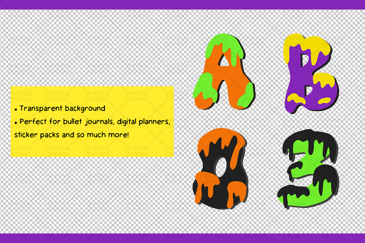 Retro Slime Letters and Numbers, an Object Graphic by Drafts n Doodles (Photo 3 of 3)