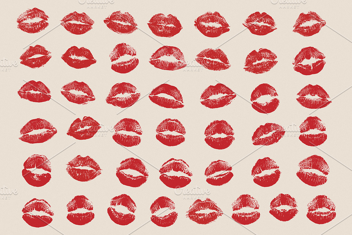 50 Red Lipstick Kiss Prints Clipart, an Object Graphic by Kokoshka (Photo 3 of 4)