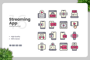 Streaming App Colored Icons, an Icon by Upnowgraphic