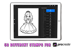 50 Princess Procreate Stamps Brushes