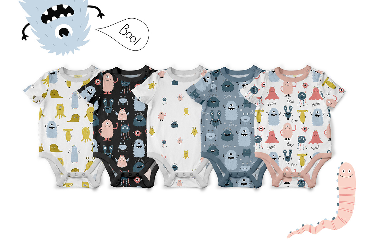 Cute monsters. Vector collection, an Illustration by Guvi-Design (Photo 6 of 10)