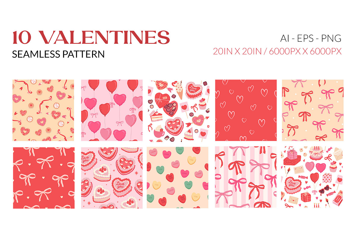 Sweet Romantic Valentine Pattern, a Pattern Graphic by CreativeChristiana (Photo 2 of 9)