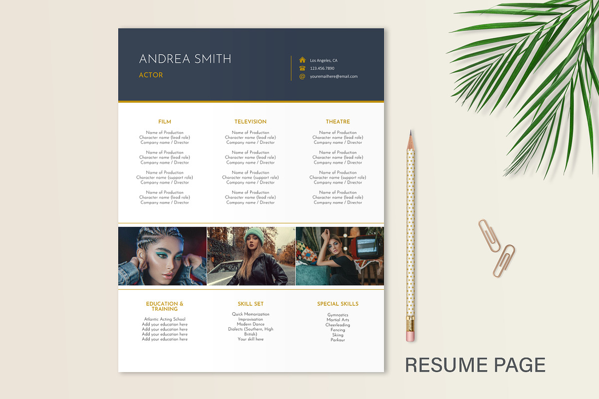 Actor, Actress Resume Design Word, a Resume Template by Stanin Studio (Photo 4 of 10)