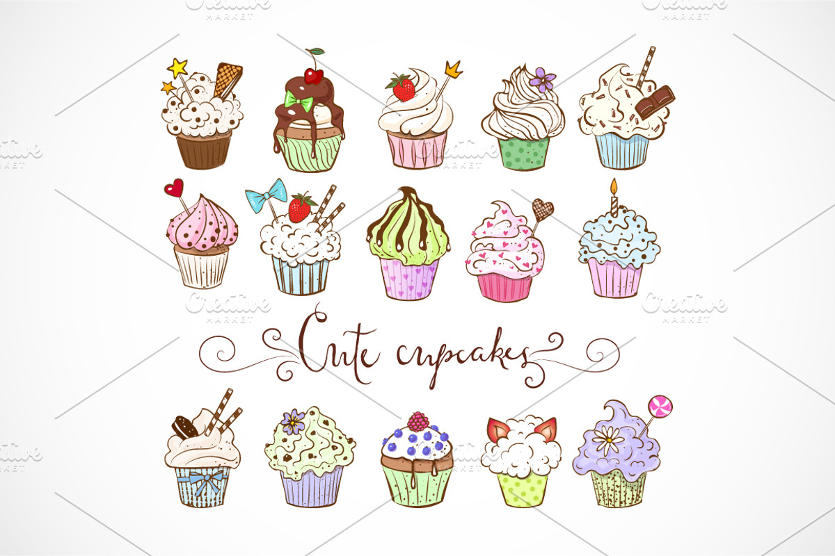 Doodle cupcakes, a Food Illustration by Elina_Li (Photo 1 of 8)