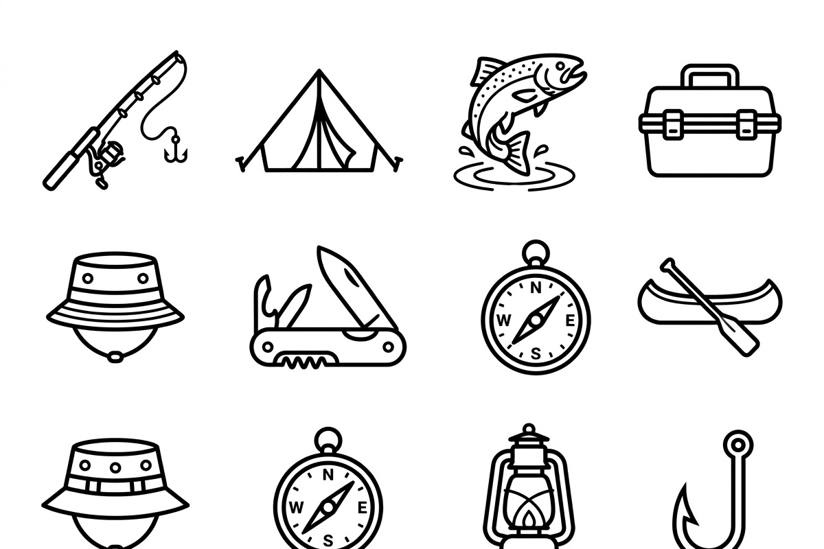 420 Fishing Adventure Vector Icons, an Outline Icon by adenpinkstore (Photo 2 of 11)