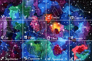 12 Zodiac signs on watercolor, a Texture Graphic by Sunshine Art Shop (Thumbnail 1 of 13)