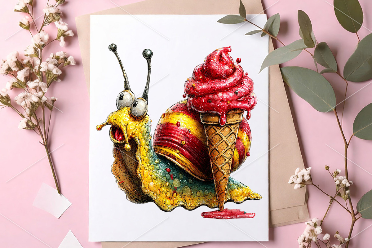Funny Summer Snail Clipart Bundle, an Illustration by Canvas Craft (Photo 6 of 7)