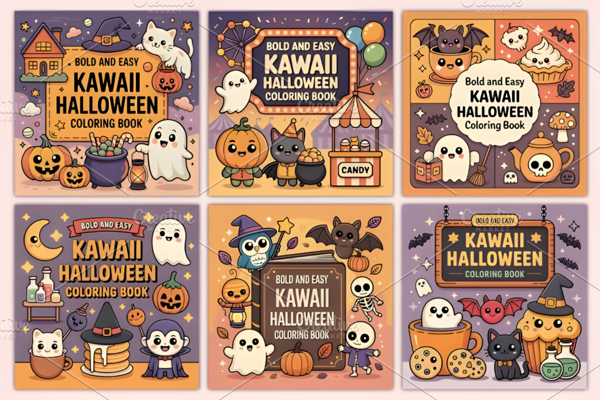 Bold Easy Kawaii Halloween Coloring, a Seasonal Illustration by Coco Bloom (Photo 3 of 3)