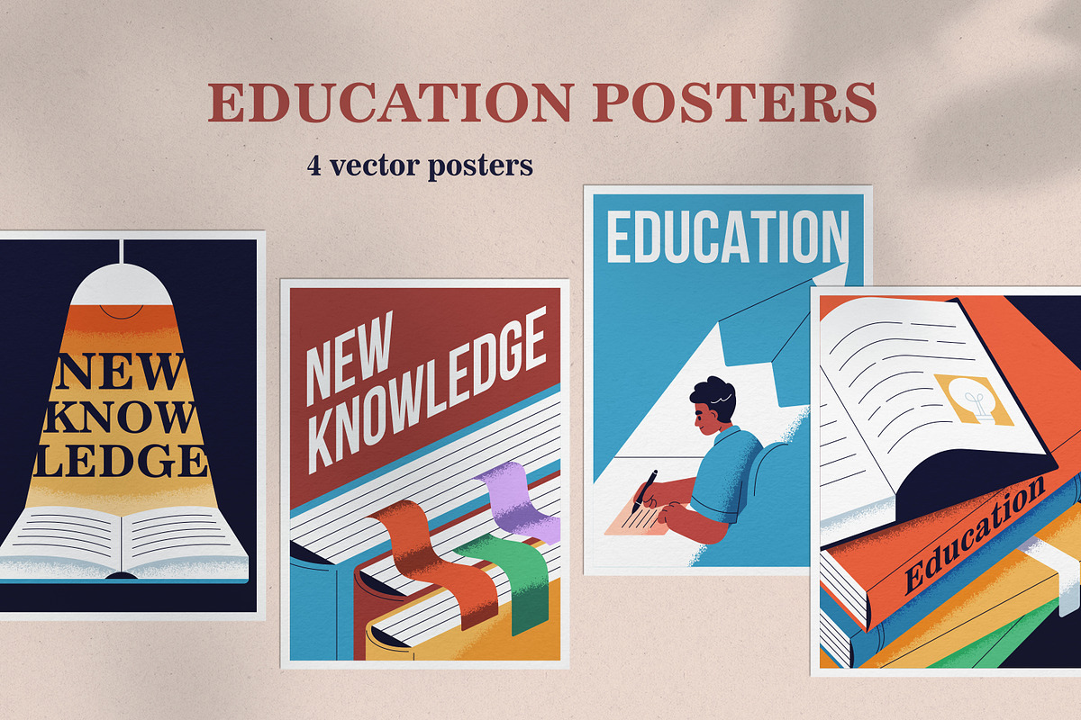 Education poster designs with books, an Education Illustration by Good Studio (Photo 1 of 5)