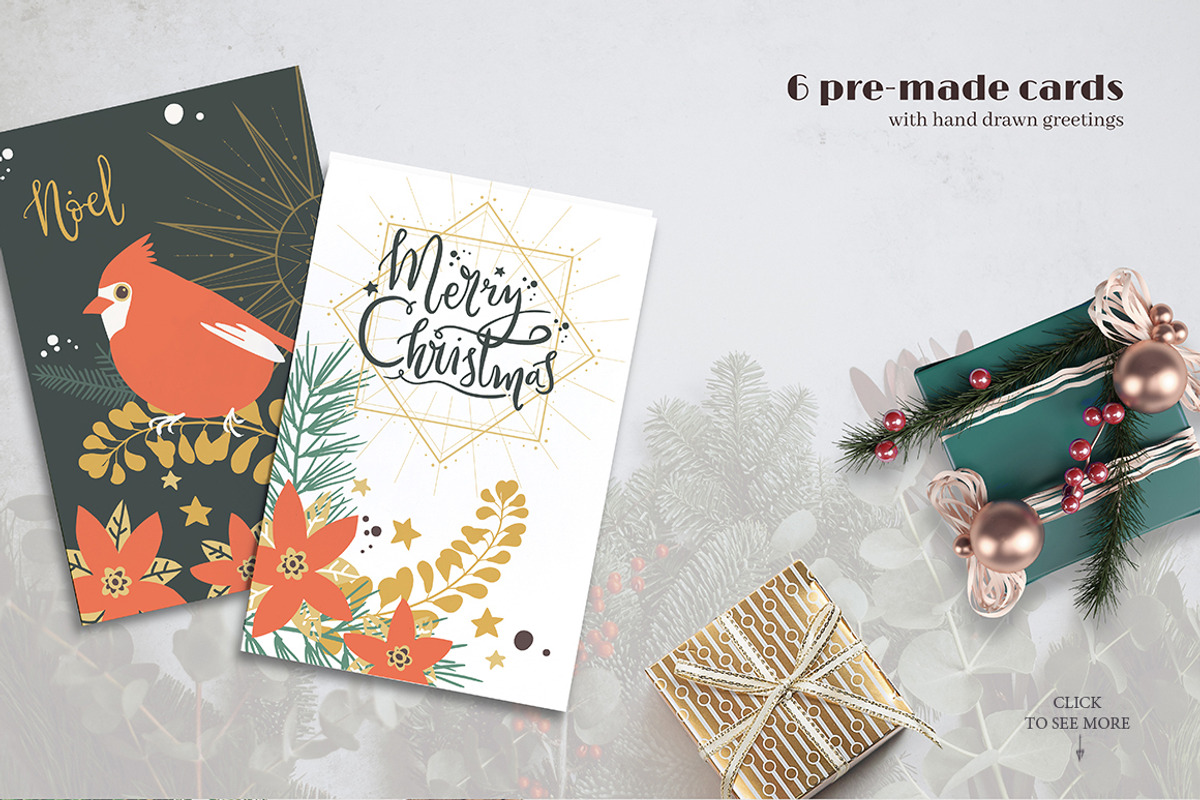 Classic Christmas. Clipart set, a Decorative Illustration by Dinkoobraz (Photo 5 of 11)