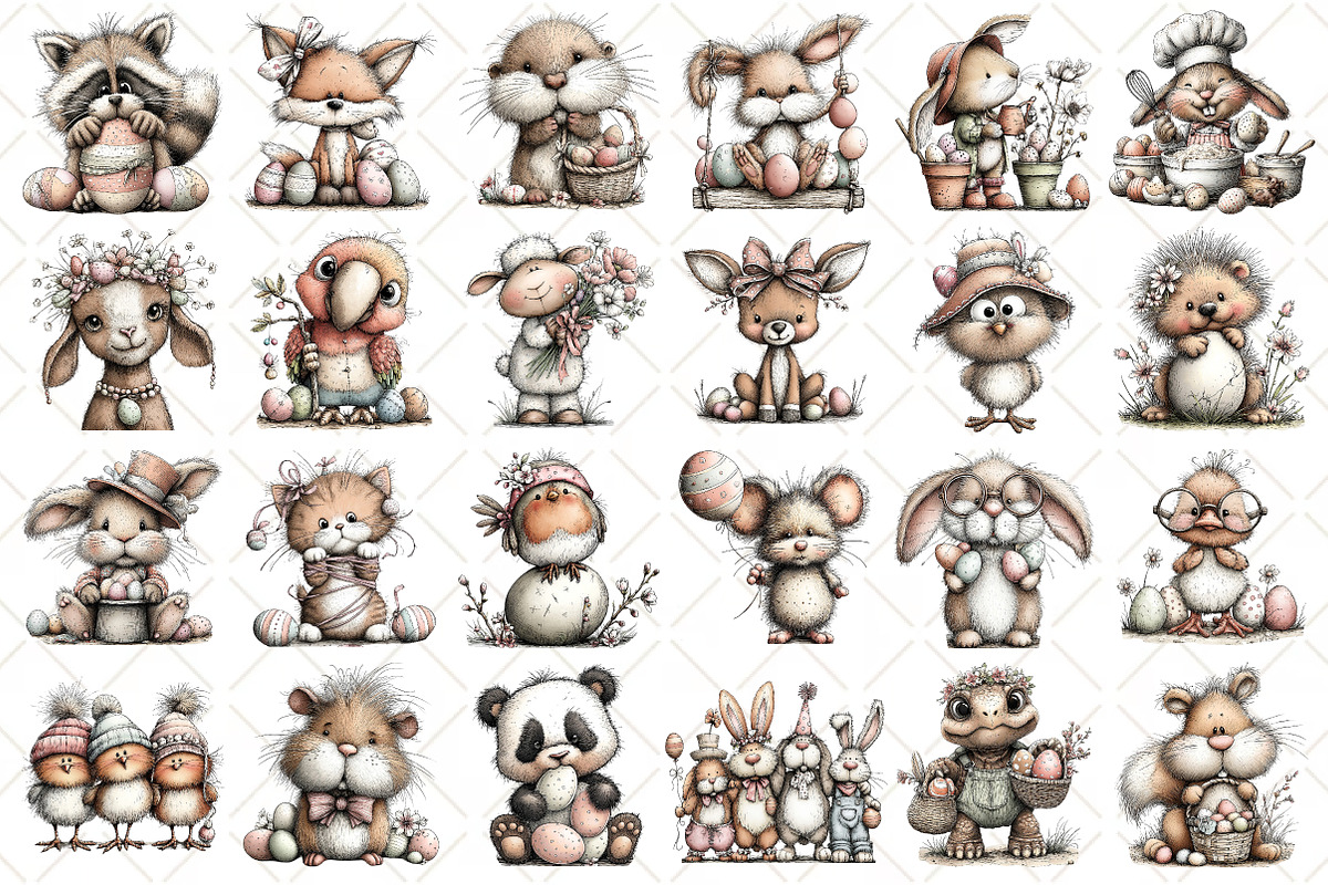 Quirky Easter Animals Clipart, an Illustration by Black Bird Studio (Photo 2 of 5)
