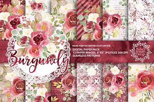Watercolor Burgundy DP pack