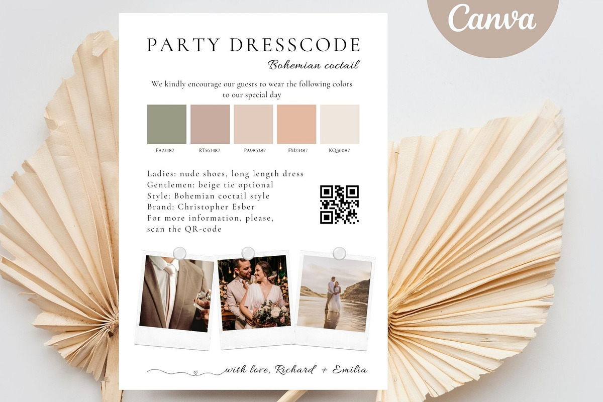 Guest dresscoode, mood board card, a Card Template by EvaTemplates (Photo 5 of 7)