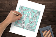 Art Nouveau Sea Coloring Book Pages, a Print Template by Rose Design (Thumbnail 5 of 6)