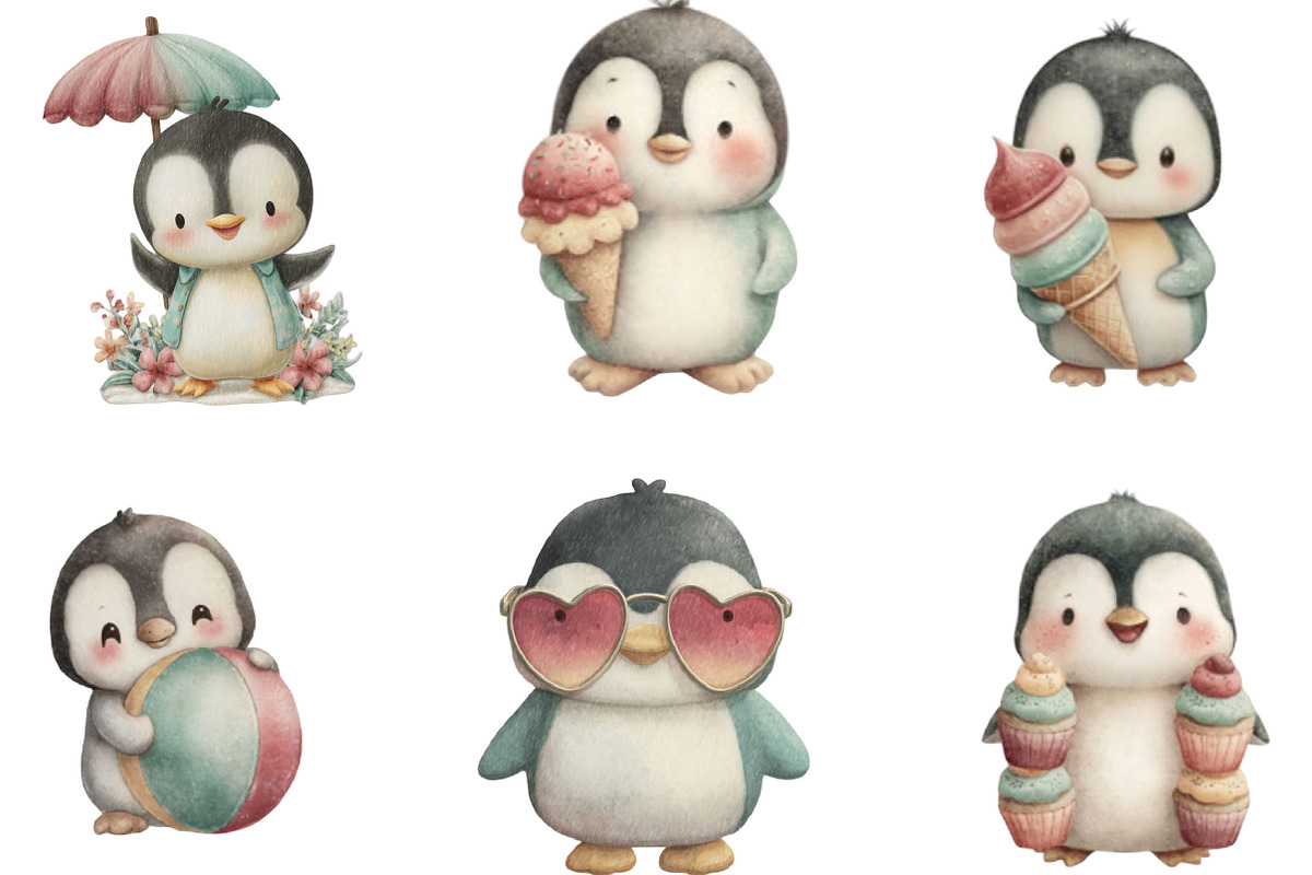 Summer Funny Penguin Clipart, an Illustration by Designking (Photo 5 of 5)