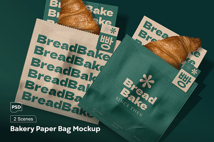 Bakery Paper Bag Mockup, a Packaging Mockup by skybluecreative