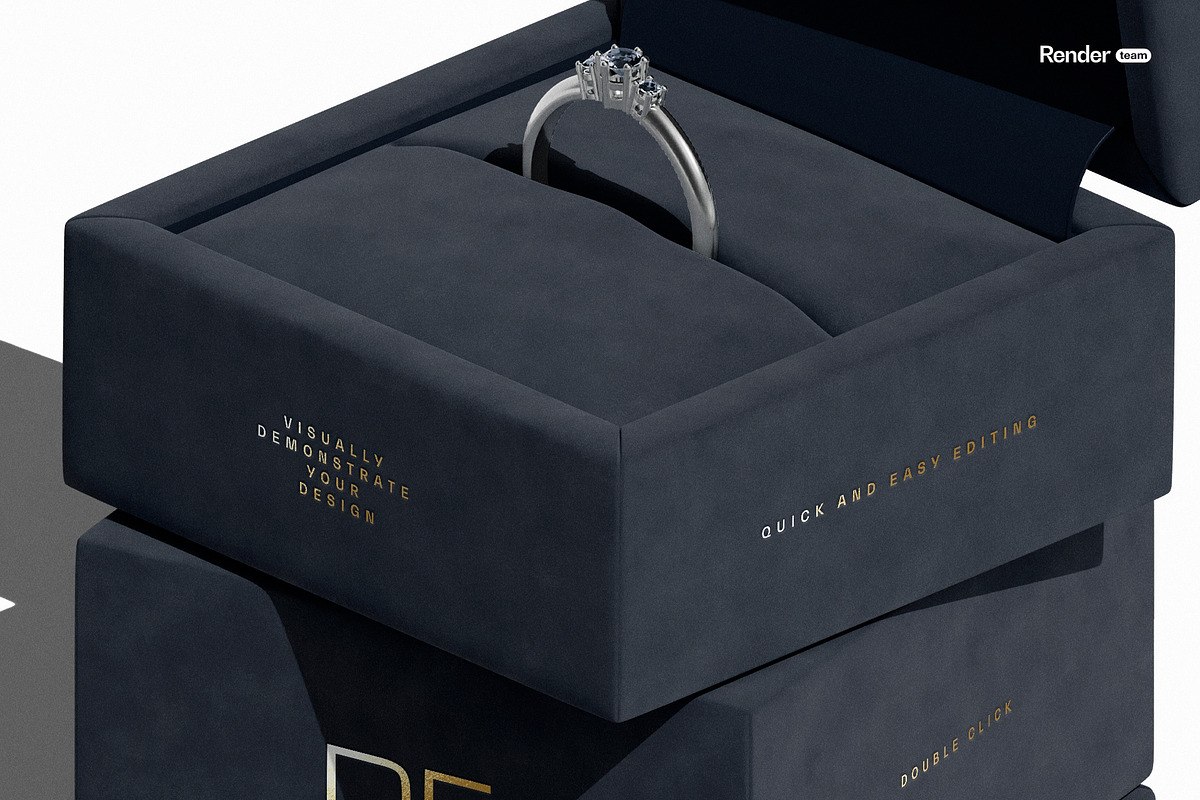Jewelry Box Mockup Set, a Packaging Mockup by Renderteam (Photo 8 of 10)