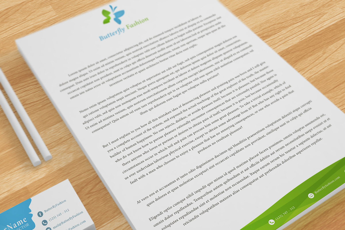 Butterfly Fashion Brand Template, a Stationery Template by MusiqueDesigns (Photo 4 of 5)