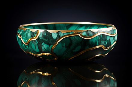 Polished Malachite stones bowl, a Nature Photo by Ylivdesign